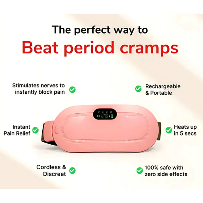 Portable Massage Heating Reusable Belt : Pro Relief  for Period Pain  2-in-1 Thermo Vibration Therapy Massager
