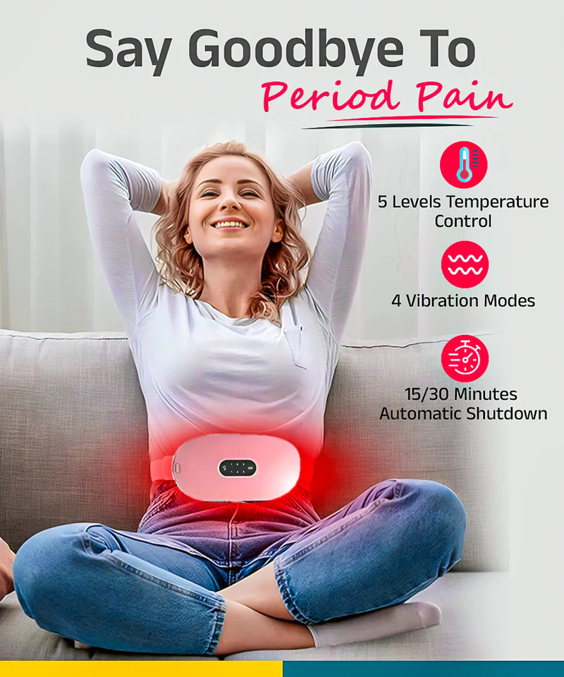 Portable Massage Heating Reusable Belt : Pro Relief  for Period Pain  2-in-1 Thermo Vibration Therapy Massager